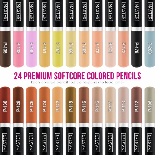 24 Colored Pencil Skin and Hair Tone Set - Ultra-Smooth Artist Quality, Vibrant Colors Perspective: top