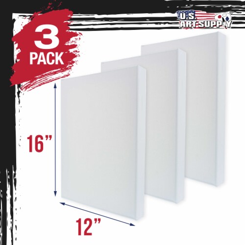 12  x 16  Gallery Depth 1-1/2  Profile Stretched Canvas 3-Pack - Gesso Triple Primed Cotton Perspective: top