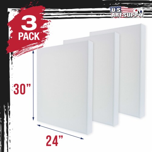 24  x 30  Gallery Depth 1-1/2  Profile Stretched Canvas 3-Pack - Gesso Triple Primed Cotton Perspective: top