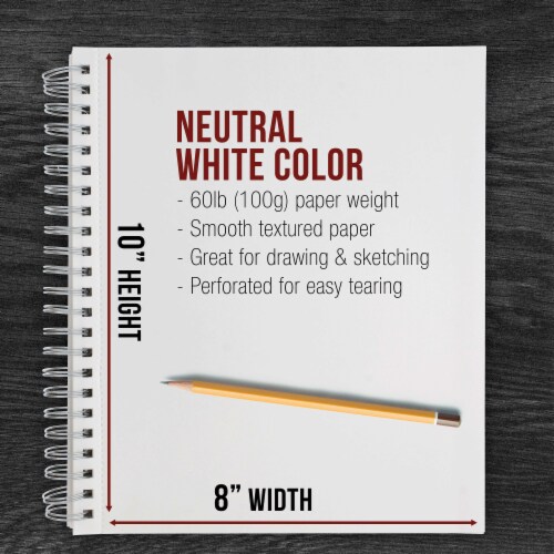 8  x 10  Side Spiral Bound Sketch Paper Drawing Pad, 100 Sheets, 60lb - 2 Pads Perspective: top