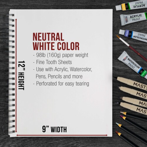 9  x 12  Spiral-Bound Mixed Media Paper Pad Sketchbook, 60 Sheets, 98 lb (160 gsm) - 2 Pack Perspective: top
