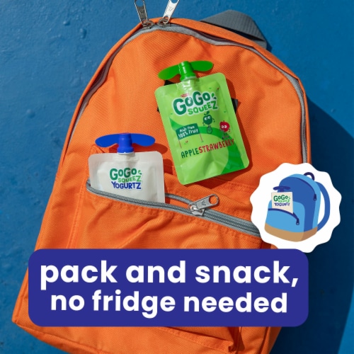 GoGo SqueeZ yogurtZ Blueberry and Berry Portable Fruit and Yogurt Snack Pouches Perspective: top