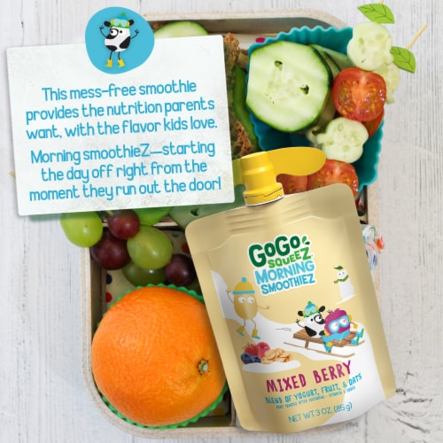 GoGo SqueeZ Morning SmoothieZ Strawberry and Mixed Berry Variety Pack Snack Pouch Perspective: top
