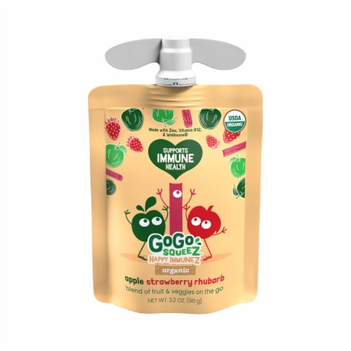 GoGo Squeez Happy Immunez Strawberry Rhubarb Snack Pouch Perspective: top