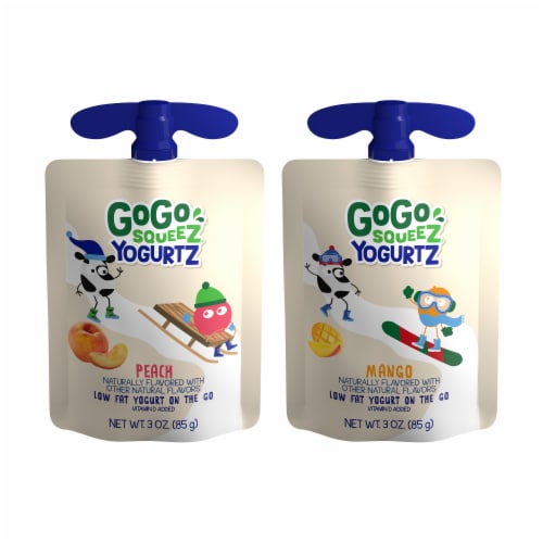 GoGo SqueeZ YogurtZ Peach & Mango Variety Pack Perspective: top