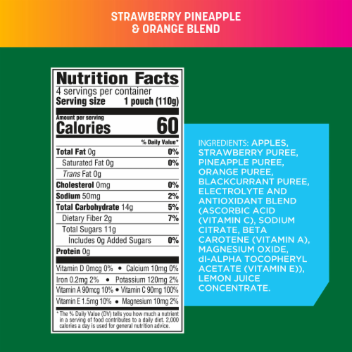 GoGo squeeZ Active Fruit Blend with Electrolytes StrawberryPineapple Orange Perspective: top