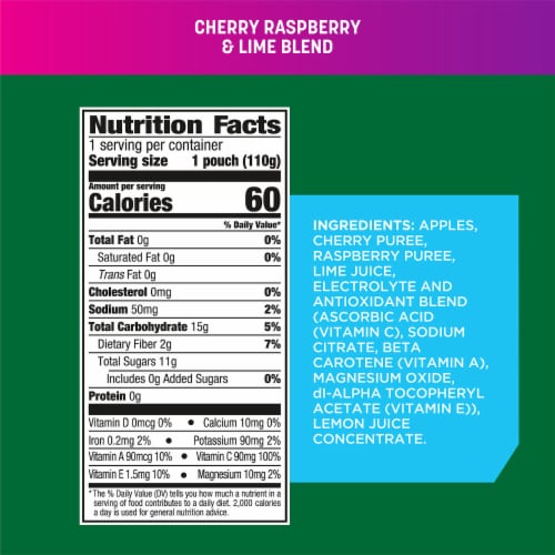 GoGo squeeZ Active Fruit Blend with Electrolytes, Cherry Raspberry Lime Perspective: top