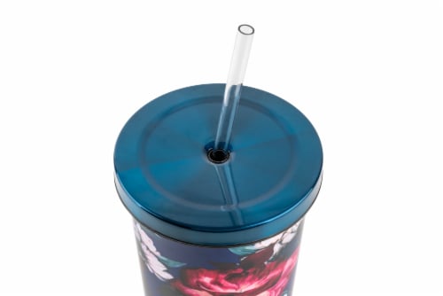 Manna Chilly Tumbler - Blue Flowers Perspective: top