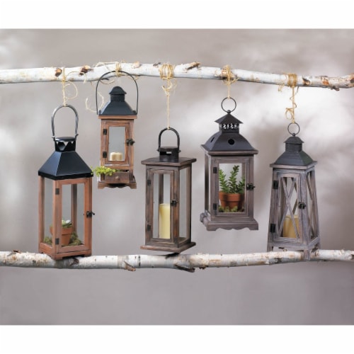 Home Locomotion  Large Rustic Wood Lantern Perspective: top