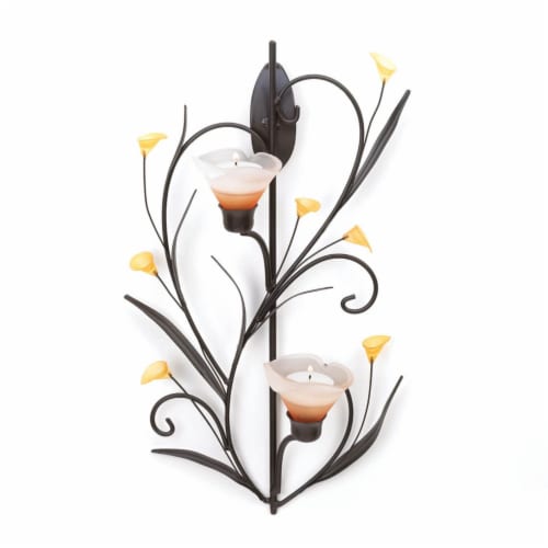 Koehler Home Kitchen Decorative Gift Amber Lilies Candle Wall Sconce Perspective: top
