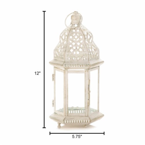 Home Locomotion 849179027063 Distressed Lantern, White - Small Perspective: top