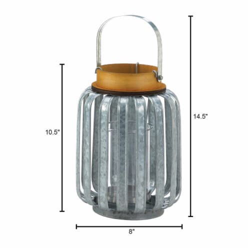 Gallery of Light 10018514 Large Galvanized Metal Lantern, Iron & Glass - MDF Wood Perspective: top