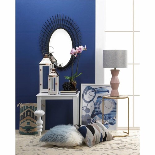 Zingz & Thingz Nikki Chu Hartford Small Wooden Glass Lantern in White and Copper Perspective: top