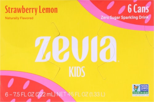 Zevia® Kids Strawberry Lemonade Sparkling Drink Cans Perspective: top