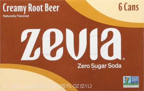 Zevia® Creamy Root Beer Zero Sugar Soda Cans Perspective: top