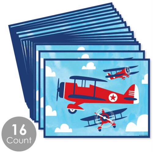 Big Dot of Happiness Taking Flight Airplane - Party Table Decor - Plane Party Placemats 16 Ct Perspective: top