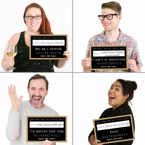 Big Dot of Happiness New Year's Eve Gold - Resolution Mug Shots Photo Booth Props 20 Ct Perspective: top