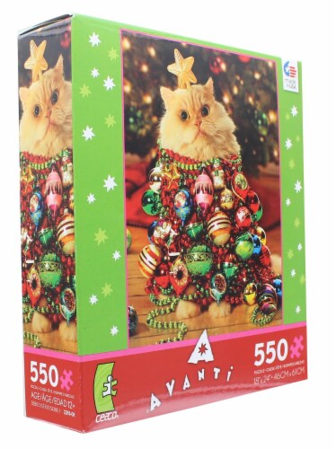 Ornament Kitty 550 Piece Christmas Jigsaw Puzzle Perspective: top