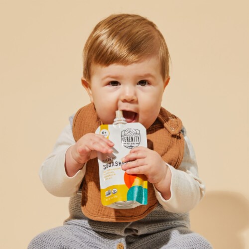 Serenity Kids Organic Squashes with Organic Olive Oil Baby Food Pouch Perspective: top