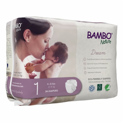Bambo Nature Premium Disposable Baby Diapers Size 1 - 4 to 9 lbs Perspective: top