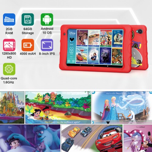 Contixo K80 Android 8 Kids Tablet 64GB, 80 Disney Storybooks, KidProof