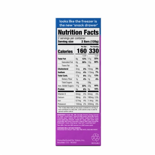 Yasso Frozen Greek Yogurt Peanut Butter Chocolate Crunch Bars Perspective: top