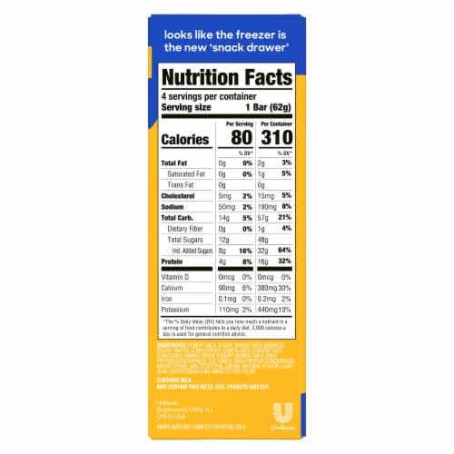 Yasso Creamy Mango Frozen Greek Yogurt Bars Perspective: top