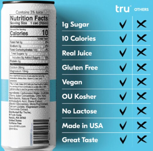 TRU® Dream Cherry Berry Sleep Flavored Sparkling Water Can Perspective: top