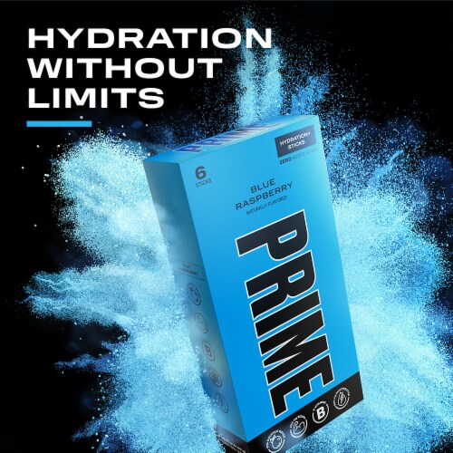Prime Hydration Blue Raspberry Electrolyte Drink Mix Packets Perspective: top