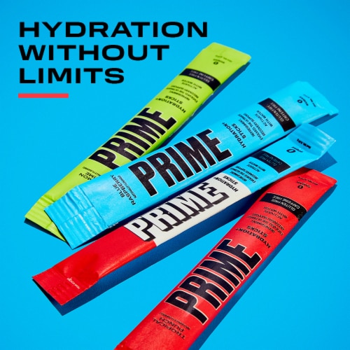Prime Hydration Tropical Punch Electrolyte Drink Mix Packets Perspective: top