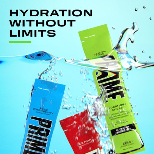 Prime Hydration Lemon Lime Electrolyte Drink Mix Packets Perspective: top