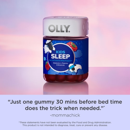OLLY Kids Sleep Raspberry Flavor Gummy Supplement Melatonin .5mg Perspective: top