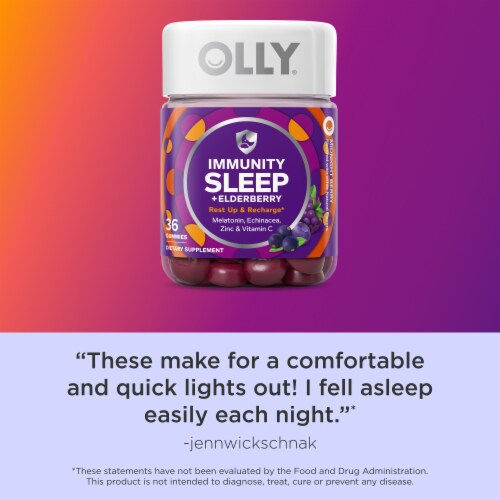 OLLY Immunity Sleep Elderberry Berry Flavor Gummy Supplement Melatonin 3mg Perspective: top