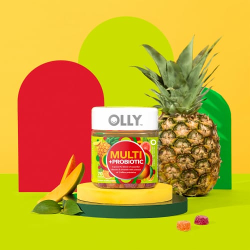 OLLY Multi + Probiotic Adult Multivitamin Gummy, Digestive and Immune Support Perspective: top