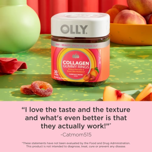OLLY Collagen Peach Flavor Gummy Ring Supplement Perspective: top