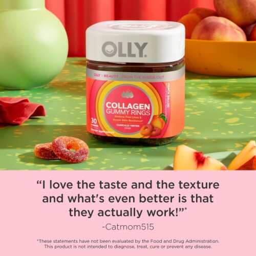OLLY Collagen Peach Flavor Gummy Ring Supplement Perspective: top