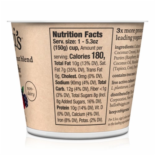 siggi's Plant-Based Coconut Blend, Mixed Berries Perspective: top