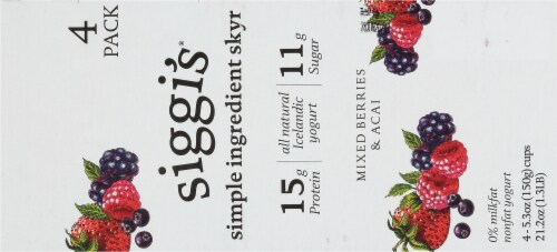 Siggi's™ Simple Ingredient Skyr Mixed Berries & Acai Non-Fat Yogurt Perspective: top