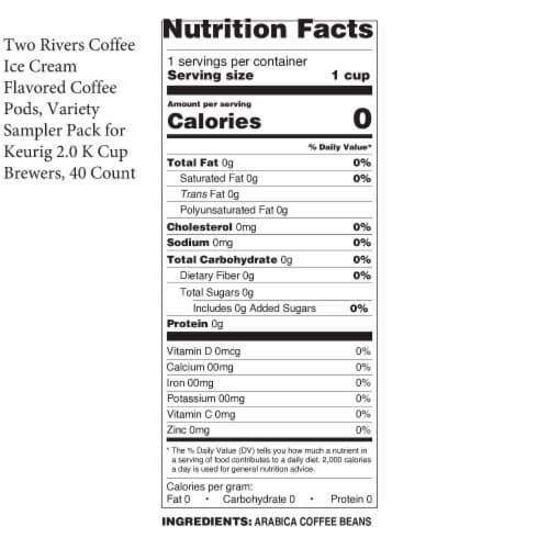 Two Rivers Coffee Ice Cream Flavored Coffee Pods, Variety Sampler Pack, 40 Count Perspective: top