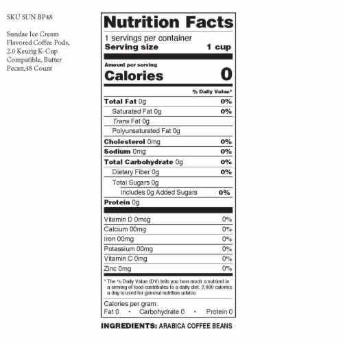 Sundae Ice Cream Flavored Coffee Pods, Butter Pecan, 48 Count Perspective: top