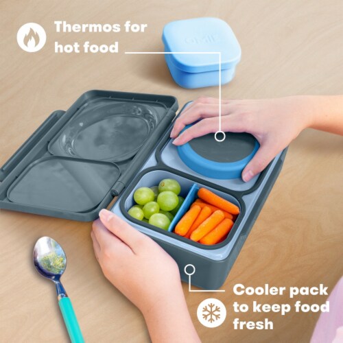 Omie OmieBox UP - Insulated Bento Lunch Box + 12 oz Thermos - Graphite Perspective: top