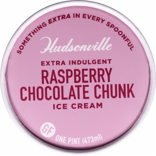 Hudsonville Raspberry Chocolate Chunk Ice Cream Pint Perspective: top