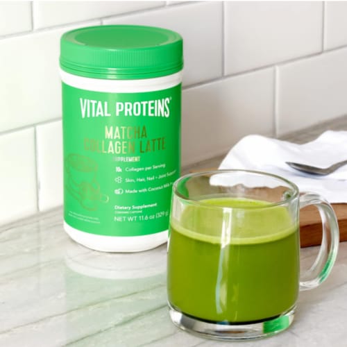 Vital Proteins Matcha Collagen Latte for Skin Hair Nail & Joint Support 10g Collagen Vanilla Powder Perspective: top