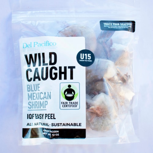 Del Pacifico U15 Wild Caught Blue Mexican Fair Trade Shrimp Perspective: top