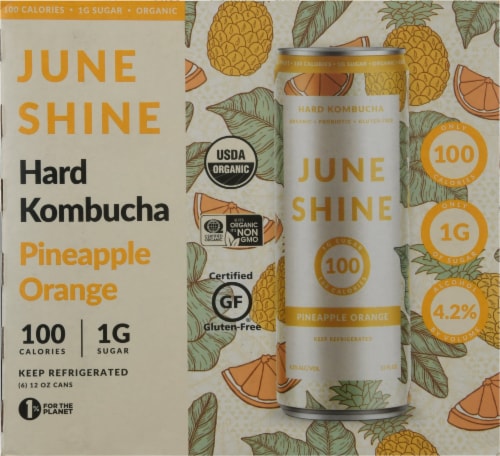 JuneShine Pineapple Orange Hard Kombucha Perspective: top