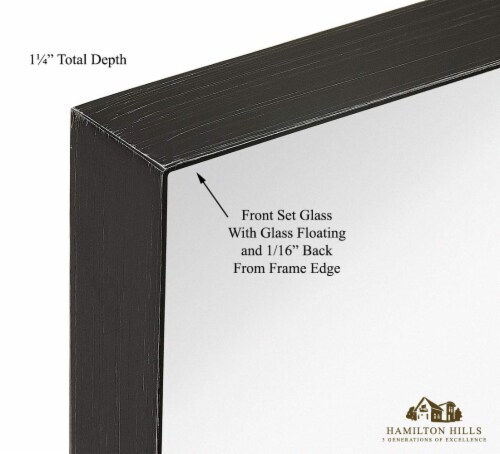 Hamilton Hills 24x36  Silver Vanity Mirror | Brushed Metal Frame | Rectangular or Square Perspective: top