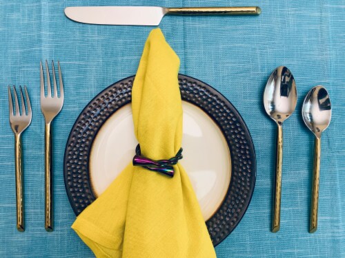 Vibhsa Hammered Flatware Set 20 Piece - Gold Perspective: top