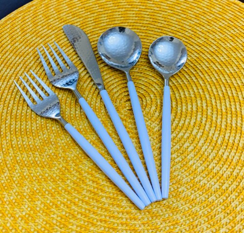 Vibhsa Hammed Silver Flatware Set 20 Piece - Silver/White Perspective: top