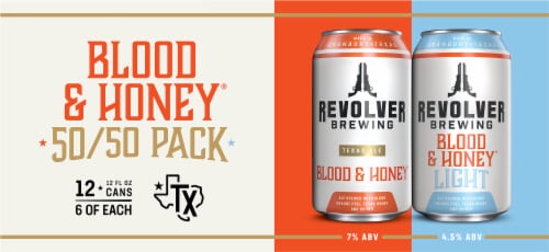Revolver Brewing Blood & Honey Ale Cans Perspective: top