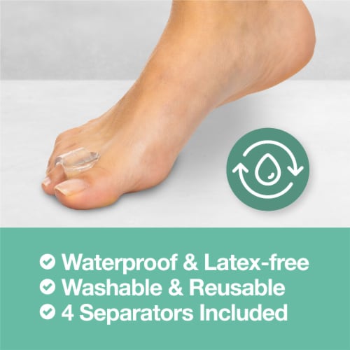 ZenToes Gel Toe Separators - Overlapping Toes, Bunion Corrector and Spacer - 4 Pack (Clear) Perspective: top